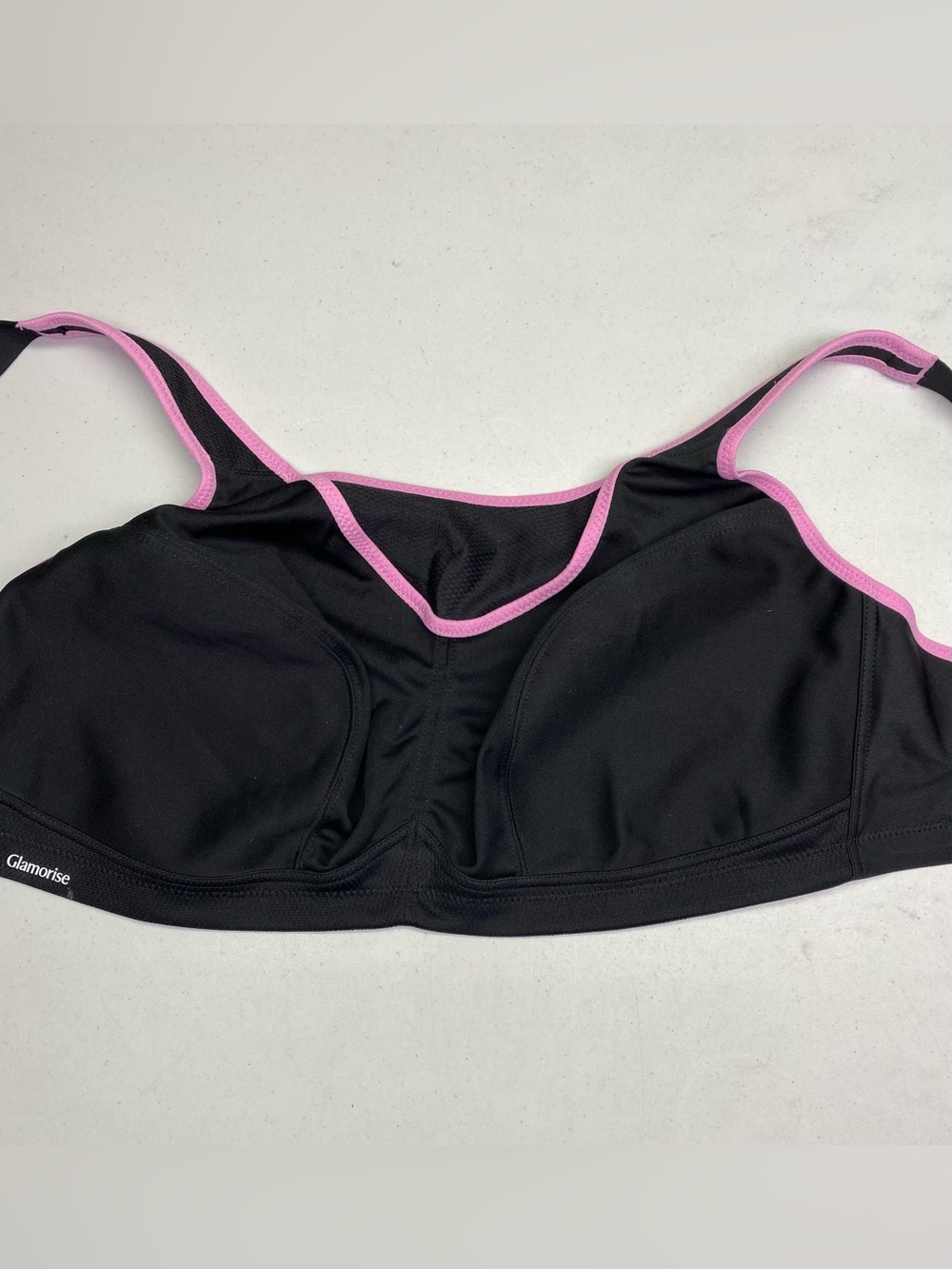 Glamorise 1066 Black Pink Trim No-Bounce Cami Wireless Sports Bra 42DD *P1040